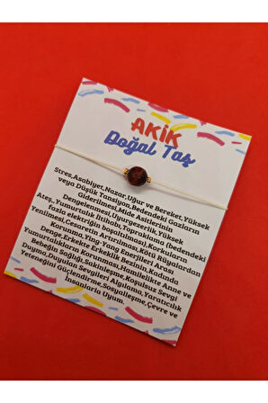 Sertifikalı Akik Taşı Bileklik Asansörlü Ayarlanabilen Ip Bileklik