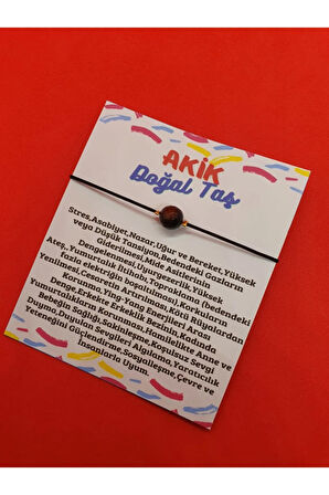 Sertifikalı Akik Taşı Bileklik Asansörlü Ayarlanabilen Ip Bileklik