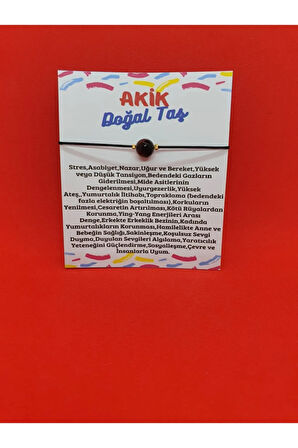 Sertifikalı Akik Taşı Bileklik Asansörlü Ayarlanabilen Ip Bileklik