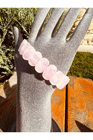Doğal Pembe Kuvars Taşı Özel Kesim . Bileklik AAA Kalite