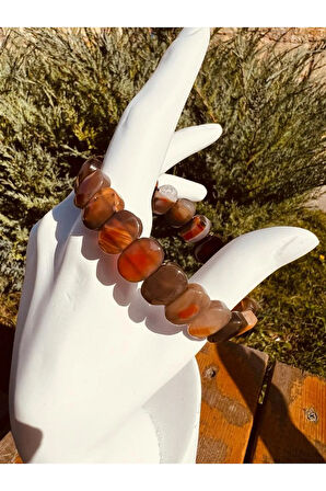 Sertifikalı Doğal Bostwana Akik Taşı Özel Kesim . Bileklik Aaa Kalite