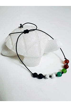 Sertifikalı Doğal Taş Filistin Bayrak Bileklik AAA Kalite Sürpriz Hediyeli