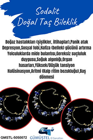 Sertifikalı Sodalit Doğal Taş Bileklik Özel Tasarım