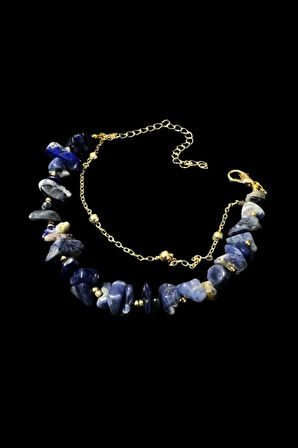 Sertifikalı Sodalit Doğal Taş Bileklik Özel Tasarım