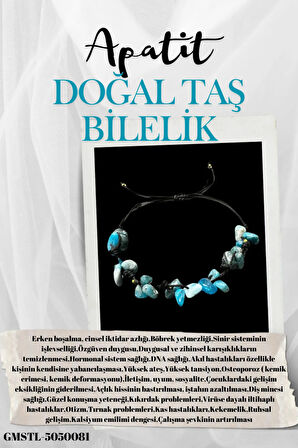 Sertifikalı Doğal Taş Apatit Bileklik Özel Tasarım El Yapımı Asansör Kilit Sistemi