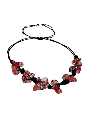 Doğal Taş Çilek Kuvars Bileklik Özel Tasarım El Yapımı Asansör Kilit Sistemi