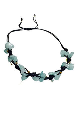 Sertifikalı Doğal Taş Akuamarin Bileklik Özel Tasarım El Yapımı Asansör Kilit Sistemi