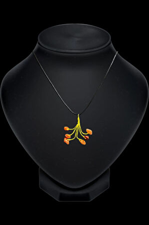 Sertifikalı Orijinal Doğal Taş Kalsit Taşı El Yapımı Bakır Tel Sarma Kolye