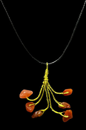 Sertifikalı Orijinal Doğal Taş Kalsit Taşı El Yapımı Bakır Tel Sarma Kolye