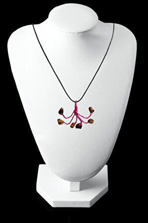 Sertifikalı Orijinal Doğal Taş Kaplan Gözü Taşı El Yapımı Bakır Tel Sarma Kolye