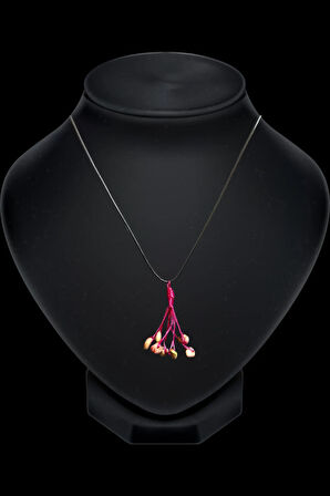 Sertifikalı Orijinal Doğal Taş Rodokrozit Taşı El Yapımı Bakır Tel Sarma Kolye