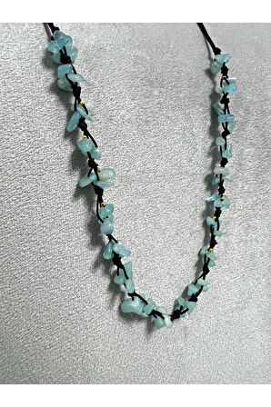 Sertifikalı Akuamarin Doğal Taş Tasarım Kolye