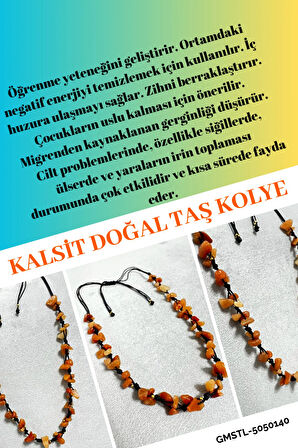 Sertifikalı Kalsit Doğal Taş Tasarım Kolye