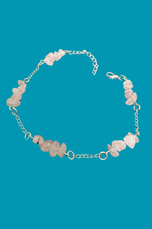 Sertifikalı Pembe Kuvars Doğal Taş El Yapımı Tasarım Bileklik