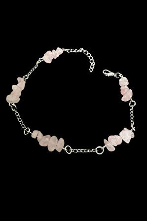 Sertifikalı Pembe Kuvars Doğal Taş El Yapımı Tasarım Bileklik