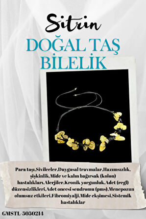 Sertifikalı Doğal Taş Sitrin Bileklik Özel Tasarım El Yapımı Asansör Kilit Sistemi