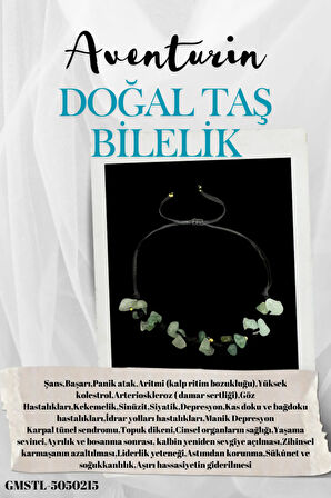 Sertifikalı Doğal Taş Aventurin Bileklik Özel Tasarım El Yapımı Asansör Kilit Sistemi
