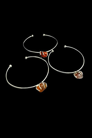 Sertifikalı Akik Doğal Taş Kelepçe Bileklik Ayarlanabilir Tasarım