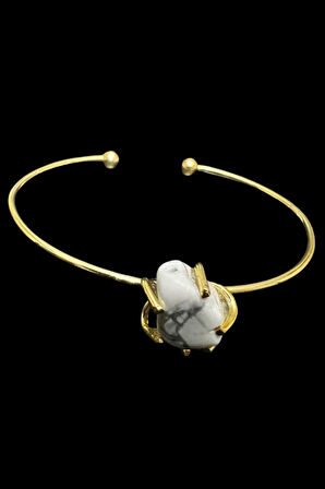 Sertifikalı Havlit Doğal Taş Kelepçe Bileklik Ayarlanabilir Tasarım