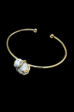 Sertifikalı Havlit Doğal Taş Kelepçe Bileklik Ayarlanabilir Tasarım