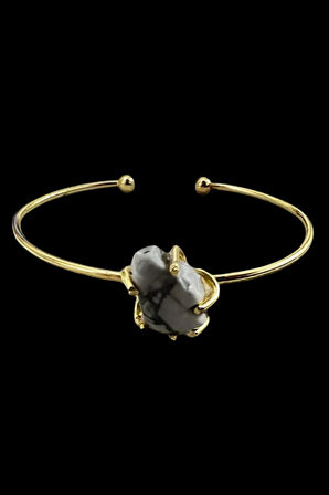 Sertifikalı Havlit Doğal Taş Kelepçe Bileklik Ayarlanabilir Tasarım