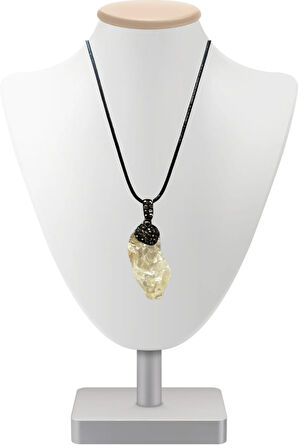 Sertifikalı Sitrin Doğal Taş Kolye Zincir Hediyeli