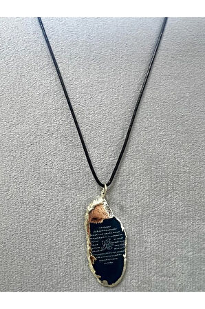 Sertifikalı Akik Doğal Taş Hilye-i Şerif Kolye