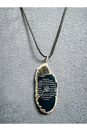 Sertifikalı Akik Doğal Taş Hilye-i Şerif Kolye