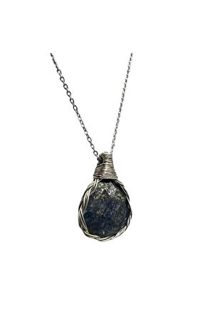 Sertifikalı Lapis Lazuli Doğal Taş Ekstra Flaşlı AAA Kalite Bakır Tel Örme El Yapımı Handmade