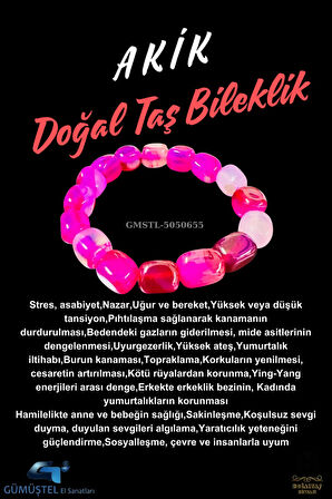 Sertifikalı Akik Doğal Taş Şekilsiz Bileklik