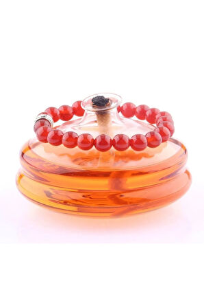 Sertifikalı Kırmızı Akik Doğal Taş Bileklik 8mm