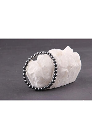 Sertifikalı Hematit Doğal Taş Bileklik 6mm