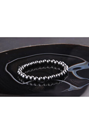 Sertifikalı Hematit Doğal Taş Bileklik 6mm