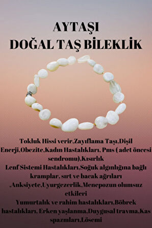 Sertifikalı Aytaşı Doğal Taş Şekilsiz Tımbıl Bileklik AAA Kalite Sürpriz Hediyeli