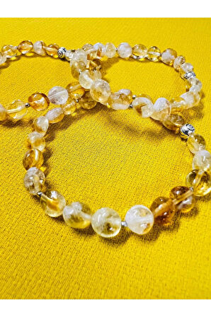 ı Sitrin Doğal Taş Şekilsiz Tımbıl Bileklik AAA Kalite Sürpriz Hediyeli