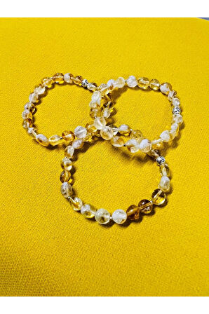 ı Sitrin Doğal Taş Şekilsiz Tımbıl Bileklik AAA Kalite Sürpriz Hediyeli