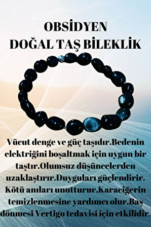 Sertifikalı Obsidyen Doğal Taş Şekilsiz Tımbıl Bileklik