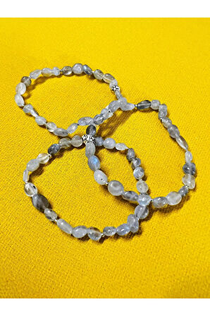 Sertifikalı Labradorit Doğal Taş Şekilsiz Tımbıl Bileklik AAA Kalite