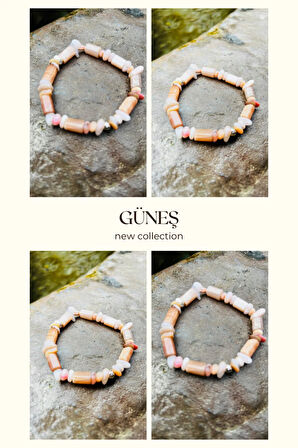 Sertifikalı Güneş Taşı Tasarım Bileklik Orijinal Doğal Taş AAA Kalite