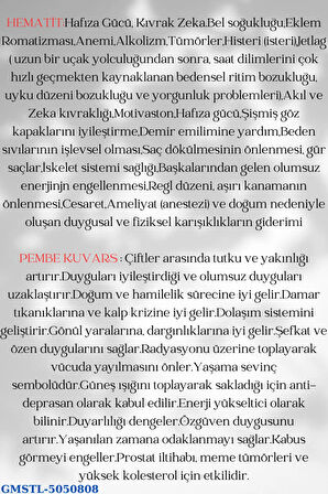 Sertifikalı Hematit & Pembe Kuvars Doğal Taş Kolye