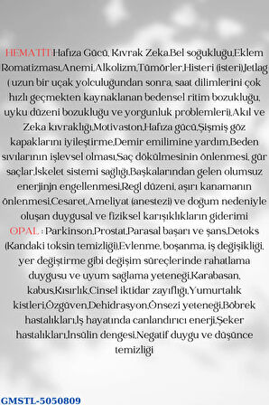 Sertifikalı Hematit & Opal Doğal Taş Kolye