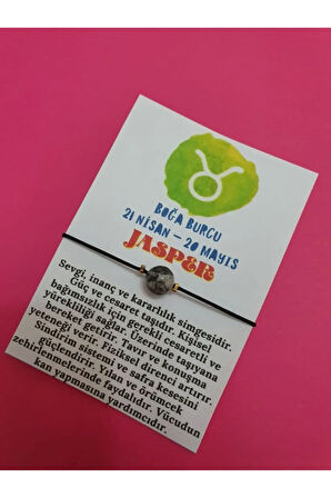 Sertifikalı Boğa Burcu Jasper Doğal Taş Ip Burç Bilekliği