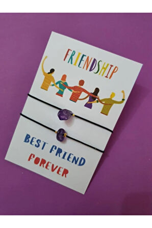 Sertifikalı Dostluk Ametist Doğal Taşlı Ip Bileklik