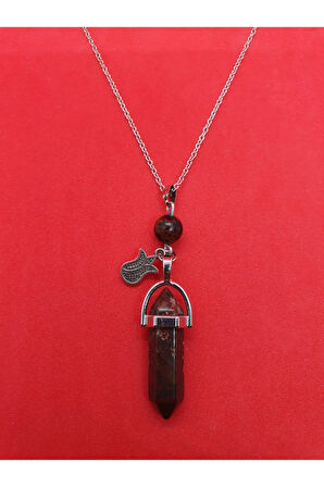 Sertifikalı Jasper Taşı Pandül Lale Kolye Doğal Taş Özel Tasarım Model