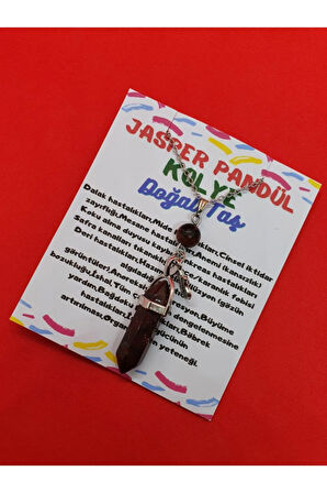 Sertifikalı Jasper Taşı Pandül Lale Kolye Doğal Taş Özel Tasarım Model