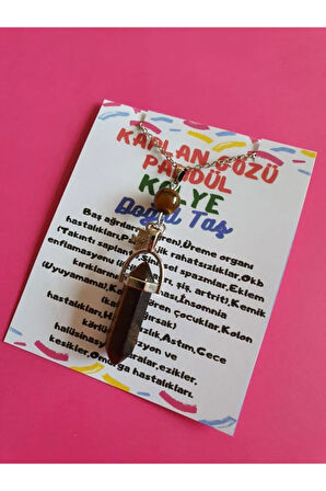Sertifikalı Kaplan Gözü Taşı Pandül Balık Kolye Doğal Taş Özel Tasarım Model