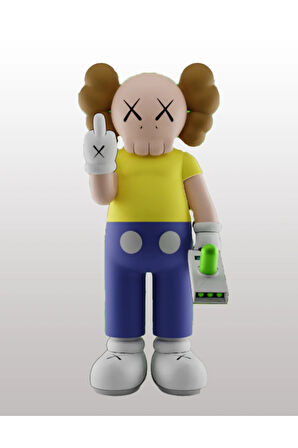 Kaws Rick and Morty Boyalı Figür Kaws Morty Orta Parmak Figür Büyük Boy 20CM