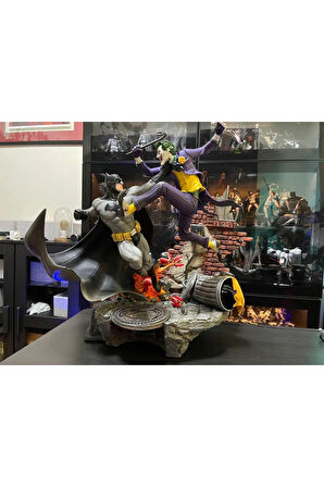 Batman vs Joker Savaşı Figür DC Batman ve Joker Kavgası Obje 25CM Büyük Boy