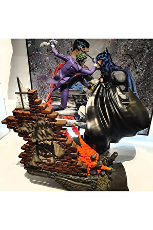 Batman vs Joker Savaşı Figür DC Batman ve Joker Kavgası Obje 25CM Büyük Boy