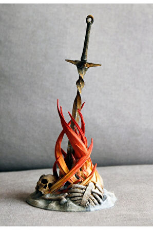 Dark Souls Bonfire Dark Souls Şenlik Ateşi Kılıçlı Dekoratif Masaüstü Obje 15CM